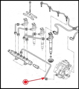 Трубка топливной системы (насос - топливная рампа) Пежо Боксер 3 Ситроен Джампер III Фиат Дукато 250 дв.2.2 Puma